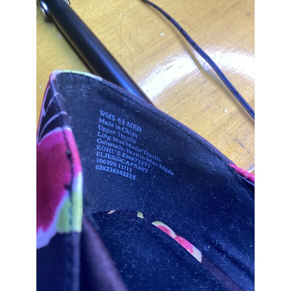 Elle Textile Floral Printed Pattern Heels Wedge Slip on Shoes - Picture 2 of 2